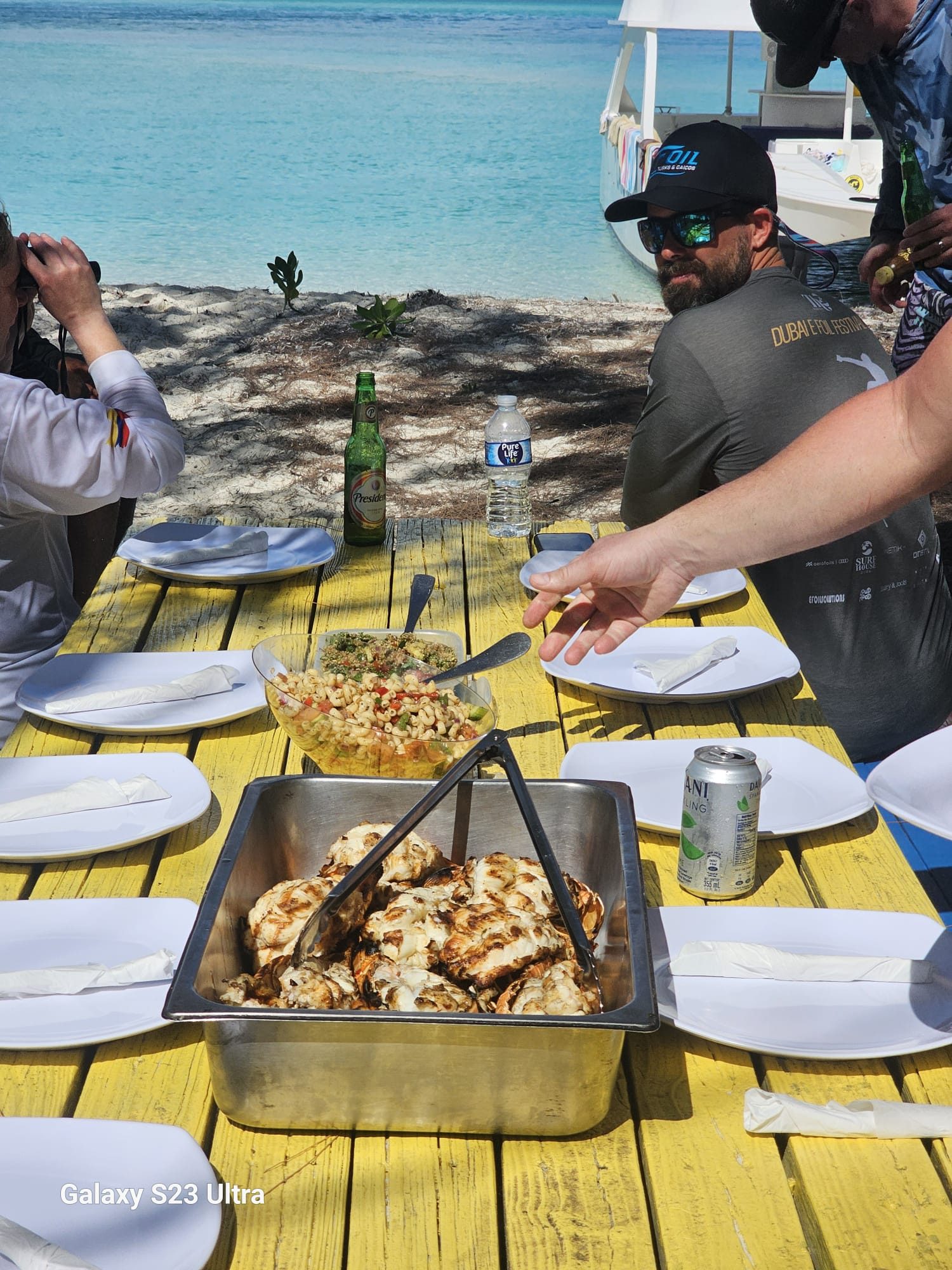 Grilled lobster on the beach at lunch