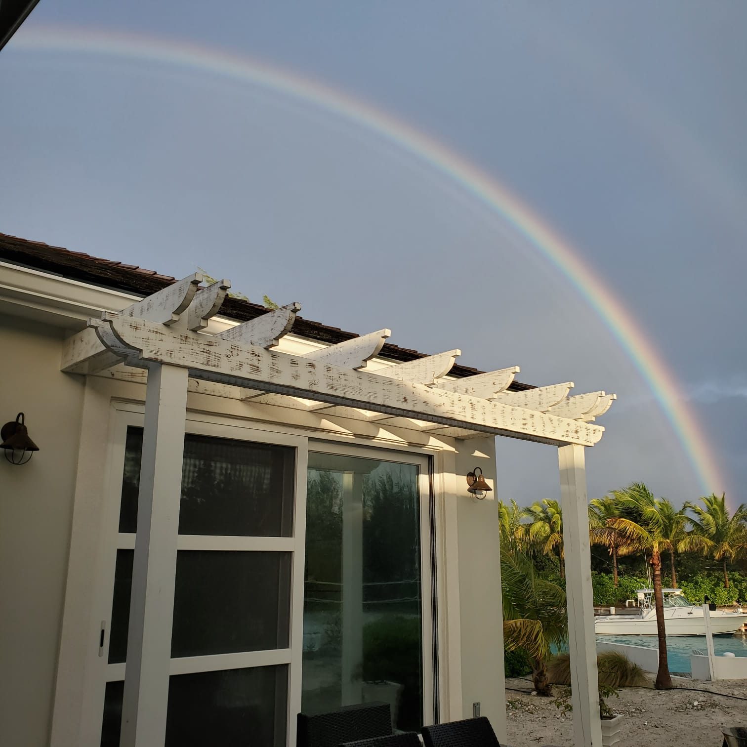 A rainbow over the terrace at Flight Deck